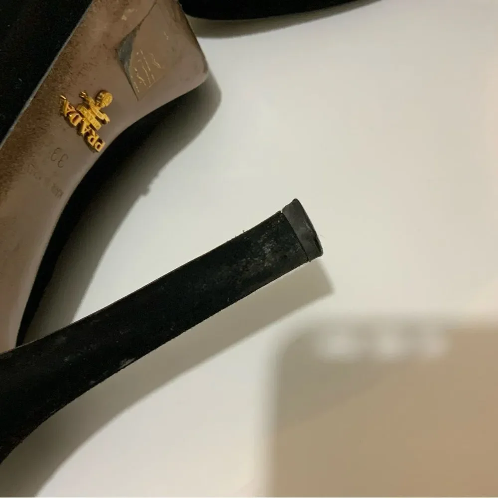 PRADA Black Suede Knee High Stiletto Boots Size 39 - Picture 13 of 16